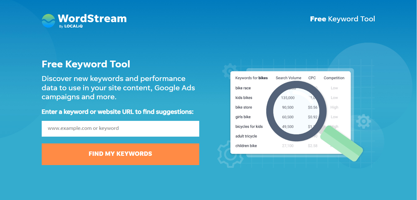 Word stream-free keyword research tool